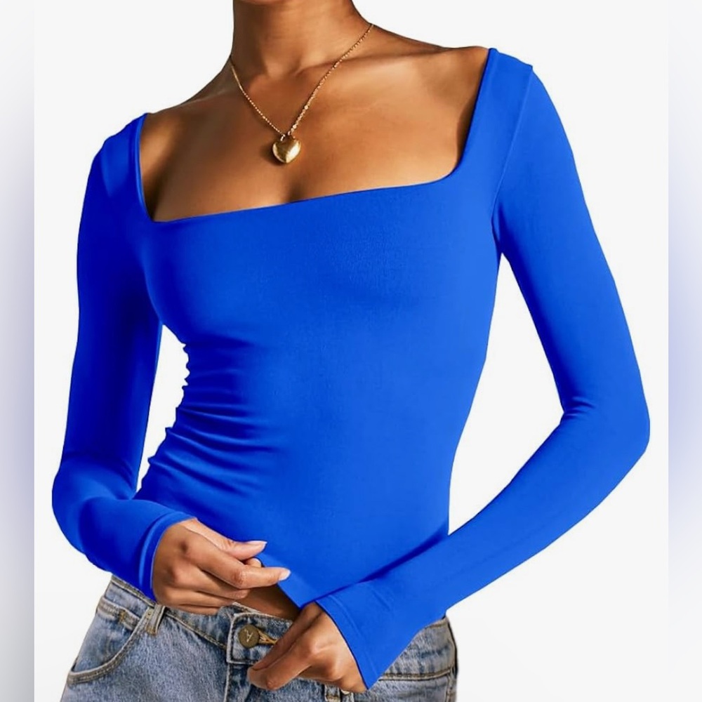 Women’s Royal Blue Tight Square Neck Top